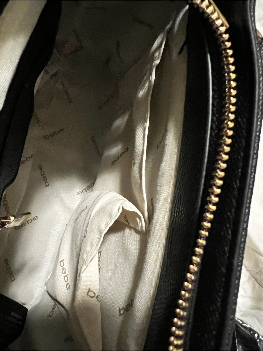 bebe Black Studded Top-Handle Satchel with Gold Hardware - Picture 7 of 10